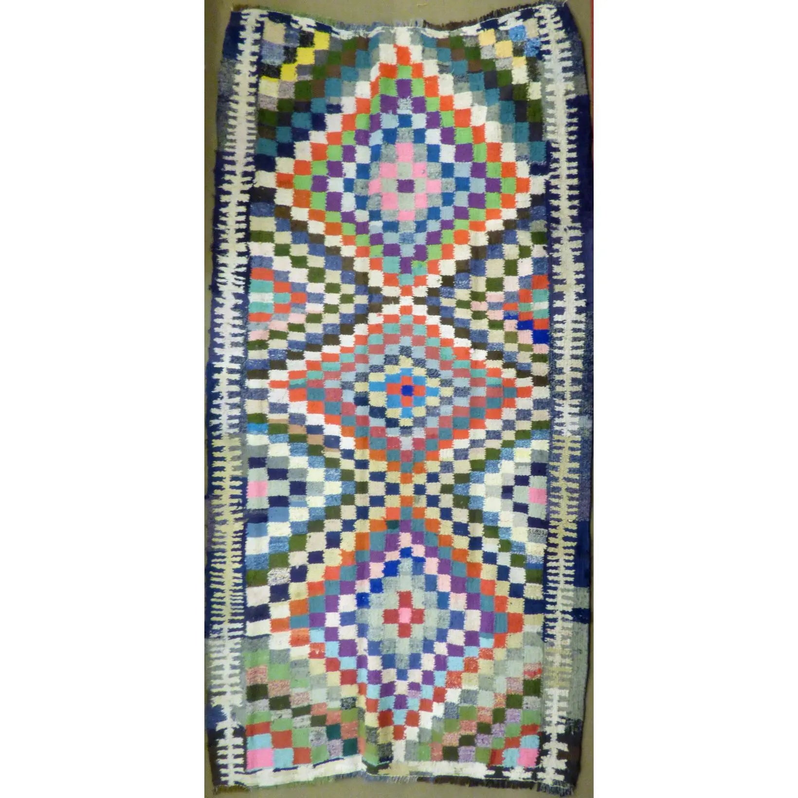 One Of The Kind Authentic Hand-Knotted Sanandaj Vintage Kilim 9'1" X 5'0"